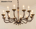 Lustre en bronze à 12 lampes, diamètre 75 cm