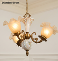 Lustre en porcelaine et bronze à 3 lampes – Ø 50 cm