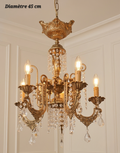 Lustre en bronze à 5 lampes et pampilles – Ø 45 cm