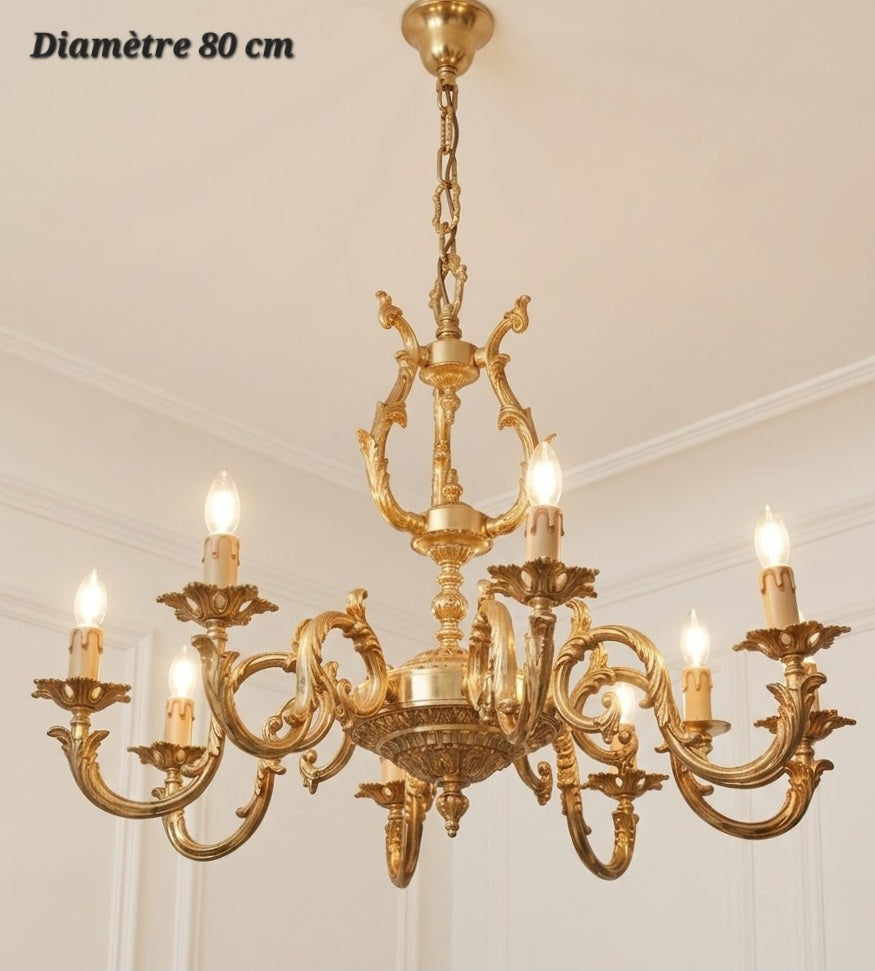 Lustre en bronze 8 lampes – Diamètre 80 cm