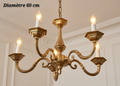 Lustre en bronze à volutes 5 lampes – Diamètre 60 cm
