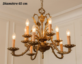 Lustre en bronze 10 lampes (5 + 5) – Diamètre 65 cm