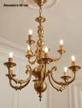 Lustre en bronze 9 lampes (6 + 3) – Diamètre 60 cm