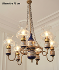 Lustre en porcelaine et bronze à 6 lampes – Diamètre 75 cm