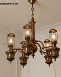 Lustre en bronze à 5 lampes – Diamètre 60 cm