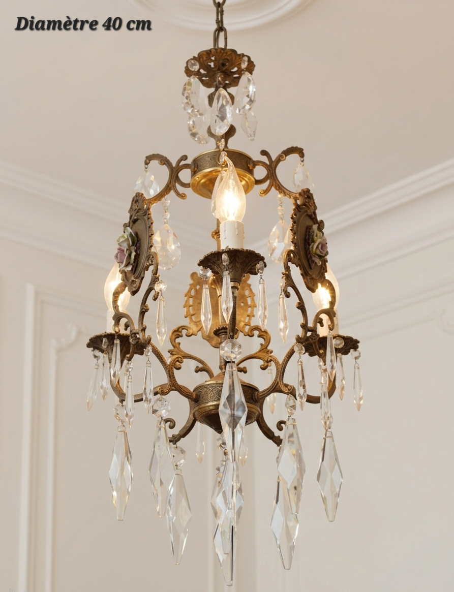 Lustre en bronze 3 lampes – Diamètre 40 cm