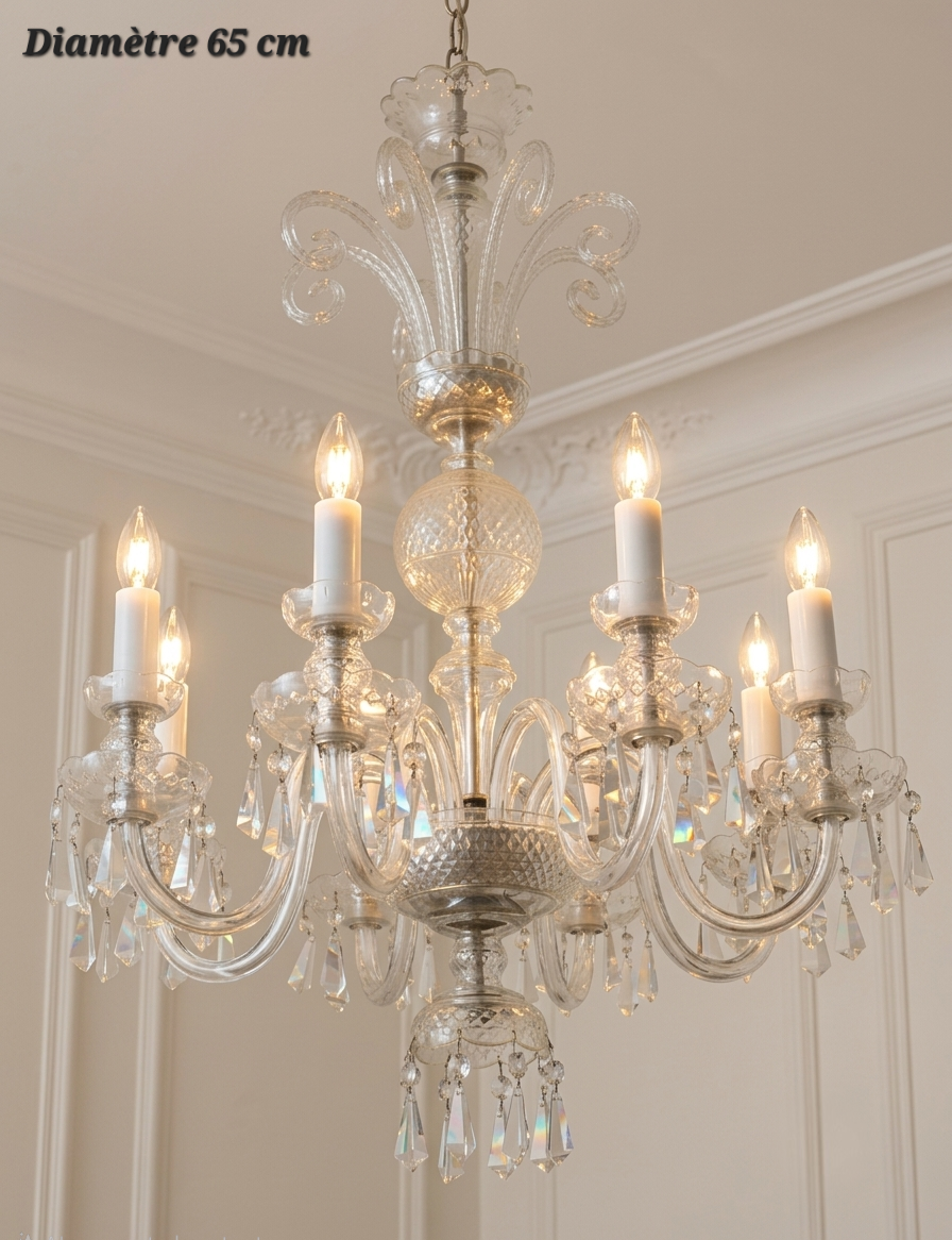 Lustre en cristal 8 lampes – Diamètre 65 cm