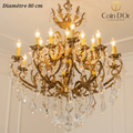 Lustre antique bronze et cristal 20 lampes – Diamètre 80 cm