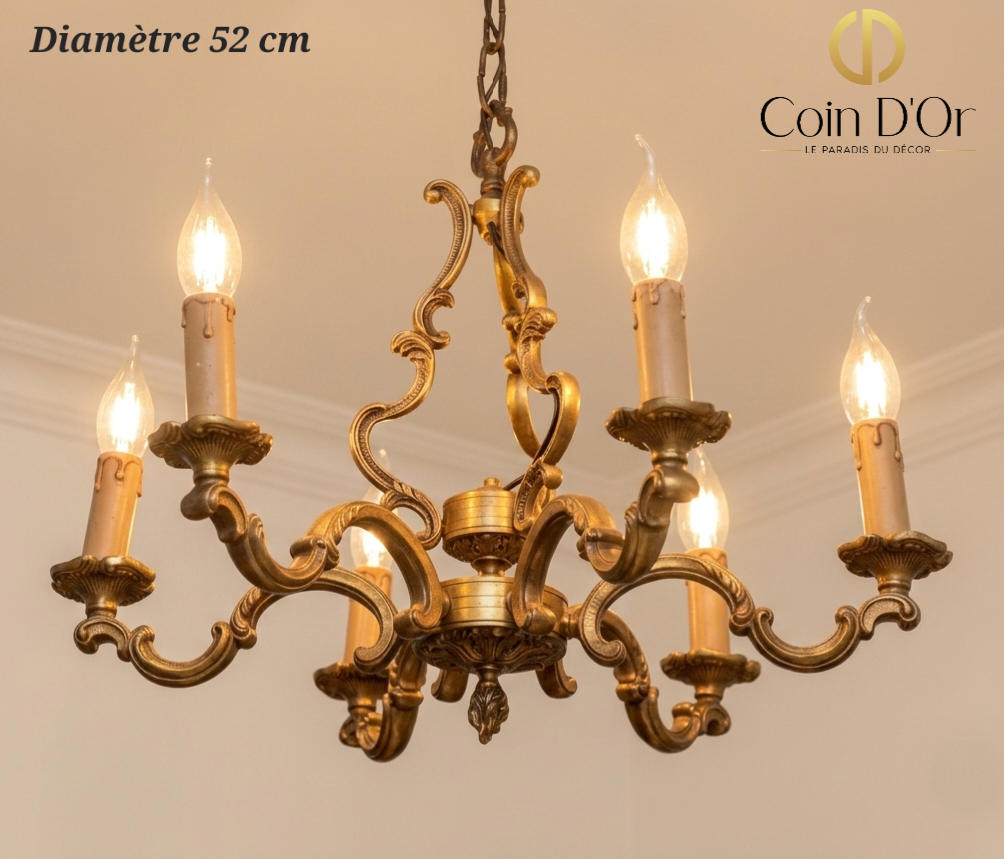 Lustre 6 lampes bronze – Diamètre 52 cm