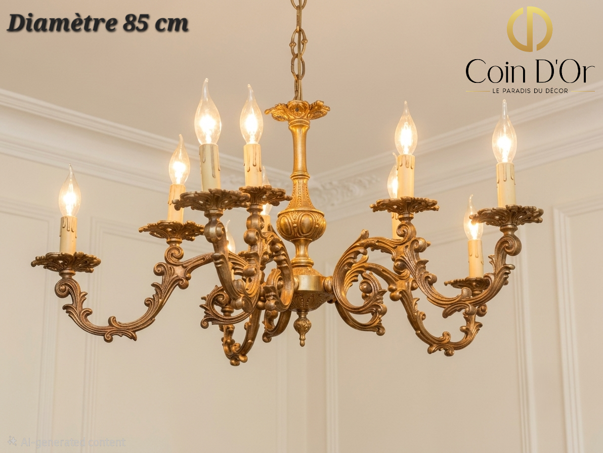 Lustre 10 lampes bronze – Diamètre 85 cm