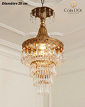 Lustre en bronze et cristal à pampilles en cascade, diamètre 28 cm