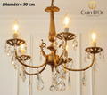 Lustre doré à pampilles – Diamètre 50 cm