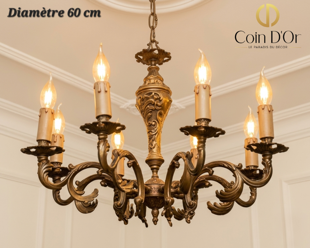 Lustre 8 branches bronze – Diamètre 60 cm