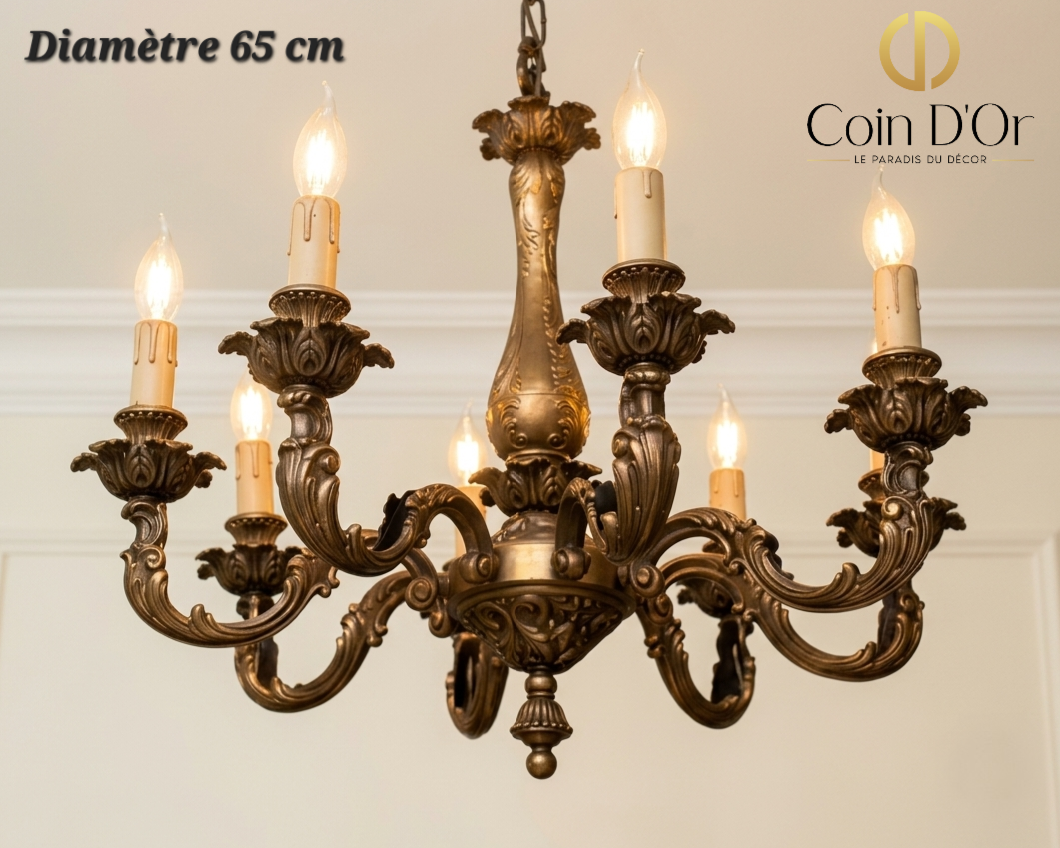 Lustre en bronze à 8 branches – Diamètre 65 cm