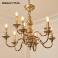 Lustre en bronze plaqué argent à 6 + 3 lampes – Diamètre 72 cm