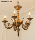Lustre en bronze à 5 lampes – Diamètre 55 cm