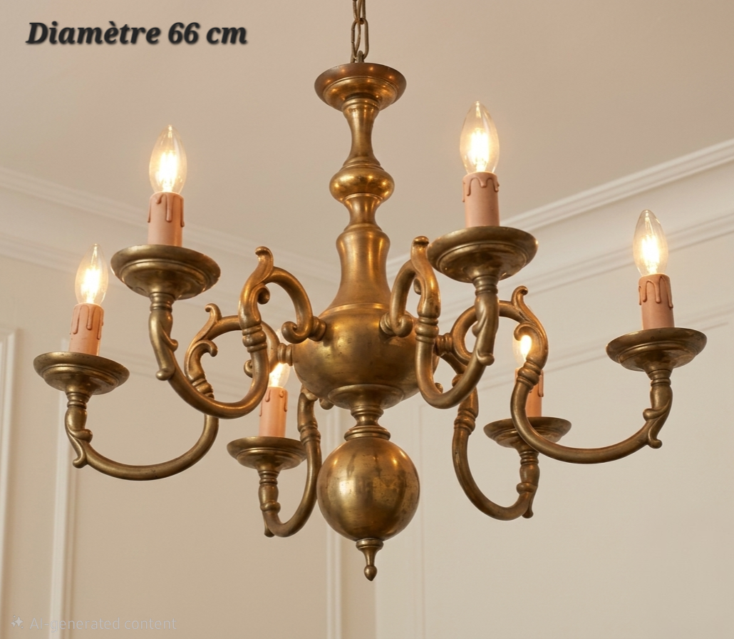 Lustre en bronze à 6 lampes – Ø 66 cm