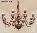 Lustre en porcelaine et bronze à 8 lampes – Diamètre 75 cm
