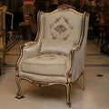 Fauteuil Classique Royal en Tissu Brodé