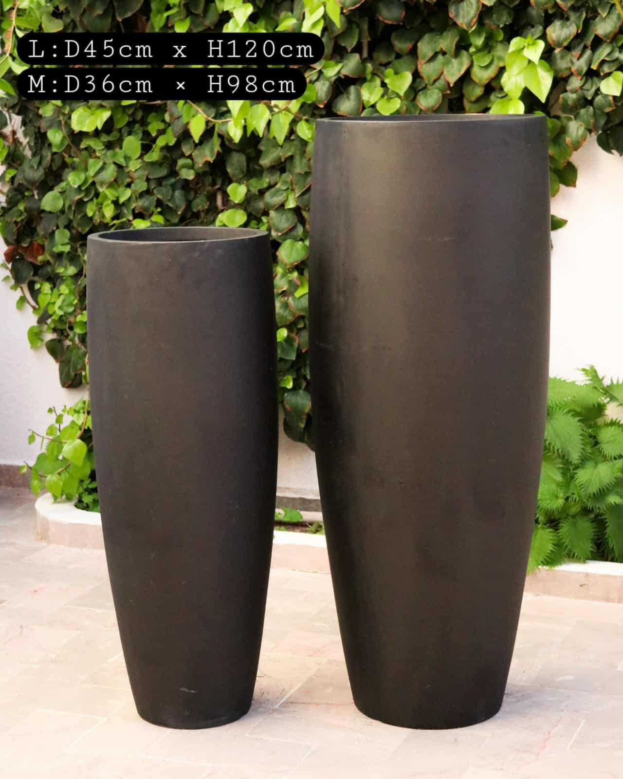 Ensemble Cache-Pots Hauts Noir Mat
