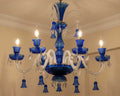 Lustre en Verre Bleu Royal 6 Lumières Style Italien