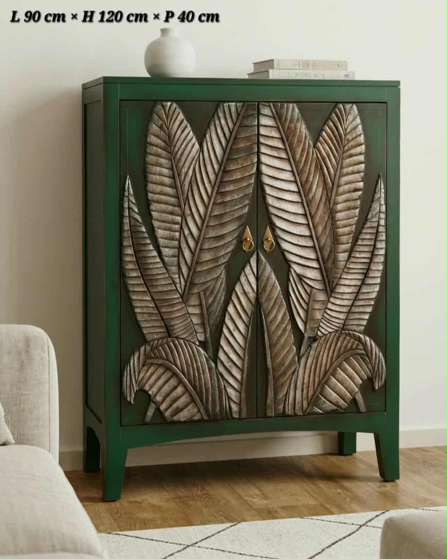 Commode Décorative Tropicale Vert Émeraude