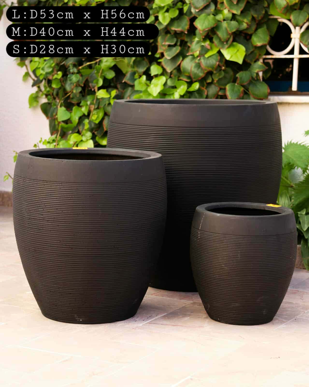 Ensemble Cache-Pots Design Noir Moderne
