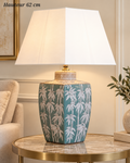Lampe à poser Bambou vert sauge et crème – 62 cm