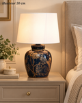 Lampe à poser Éden bleu nuit à décor d’oiseau – 50 cm