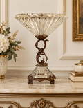 Coupe sur pied en cristal et bronze à volutes – 32 cm