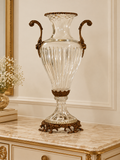 Vase à anses en cristal et bronze sur pied – 42 cm