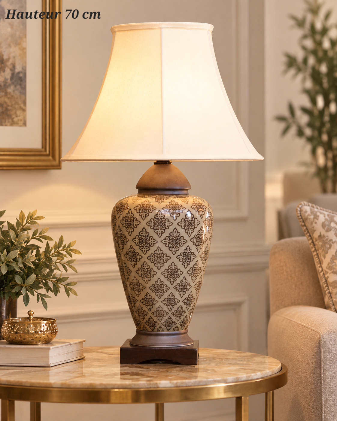 Lampe à poser Arabesque avec abat-jour écru – 70 cm