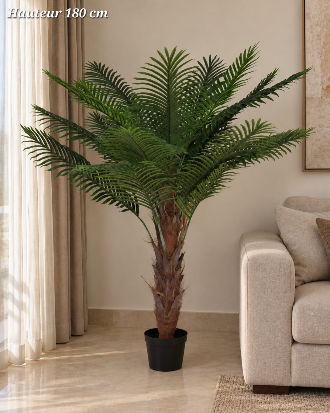 Palmier artificiel à tronc texturé – 180 cm