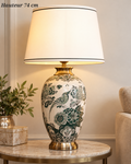Lampe à poser Volière ivoire et vert – 74 cm