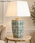 Lampe à poser Bambou vert sauge et crème – 74 cm