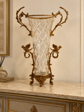 Vase à oiseaux en cristal et bronze – 44 cm