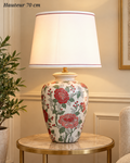 Lampe à poser Pivoine ivoire et rouge – 70 cm