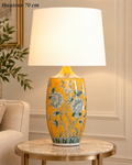 Lampe à poser Soléa jaune à fleurs – 70 cm