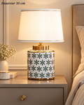 Lampe à poser Rosaces Dorées avec abat-jour clair – 50 cm