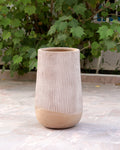 Cache-pot Écorce beige à base dorée
