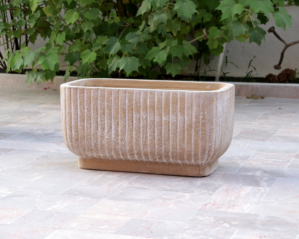 Jardinière Halo rectangulaire striée beige