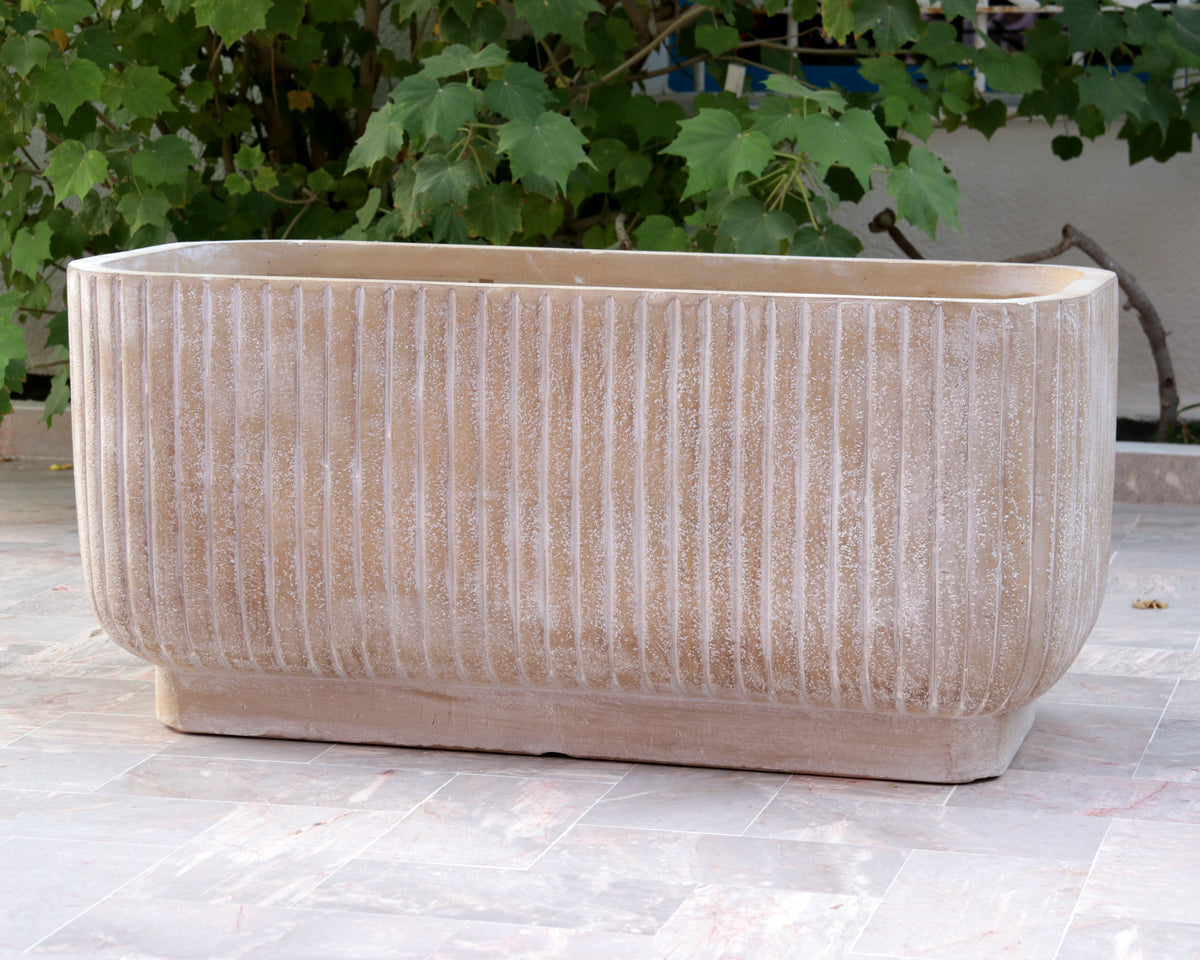 Jardinière Halo rectangulaire striée beige