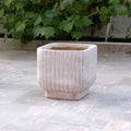 Cache-pot Halo carré strié beige